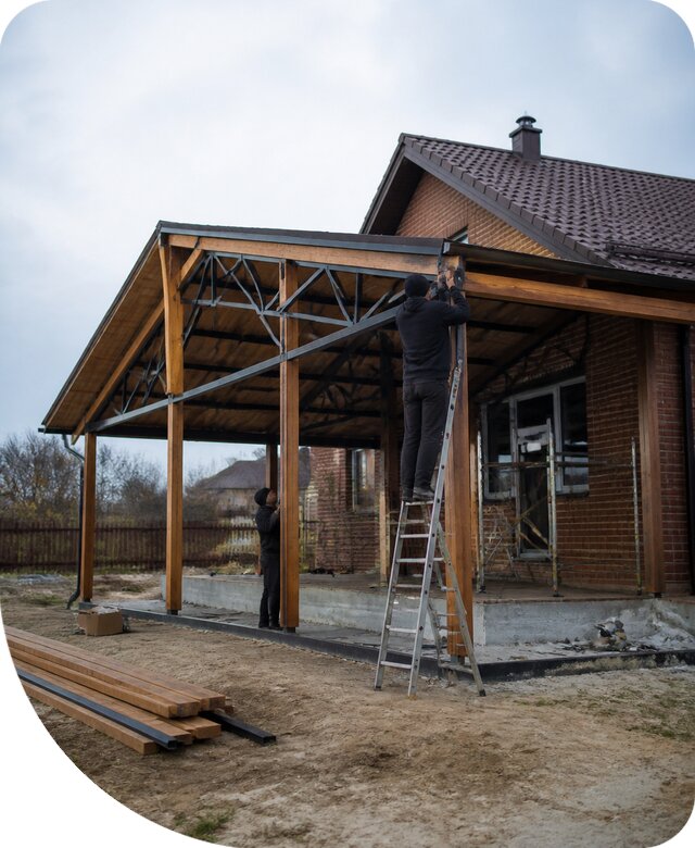 Пристройка навеса к дому и участку в Гагарине под ключ